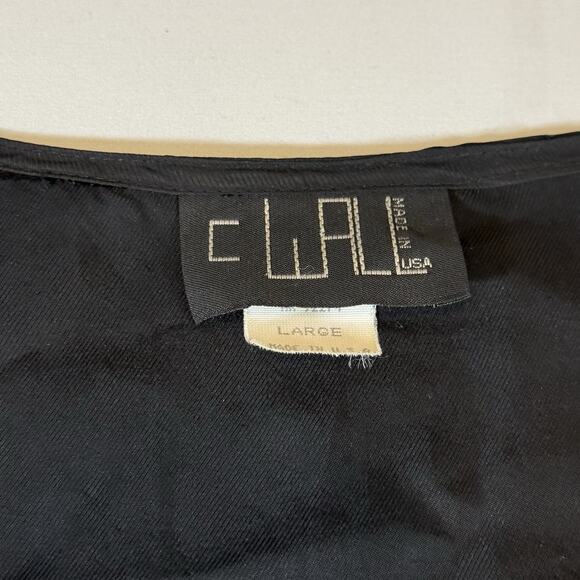 Vintage 90s Longer Length Sleeveless Lightweight Vest Kimono Black Wms L - Picture 6 of 9